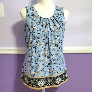 Liz Claiborne Boho Light Blue Floral Sleeveless Flowy Casual Office Jersey Top S